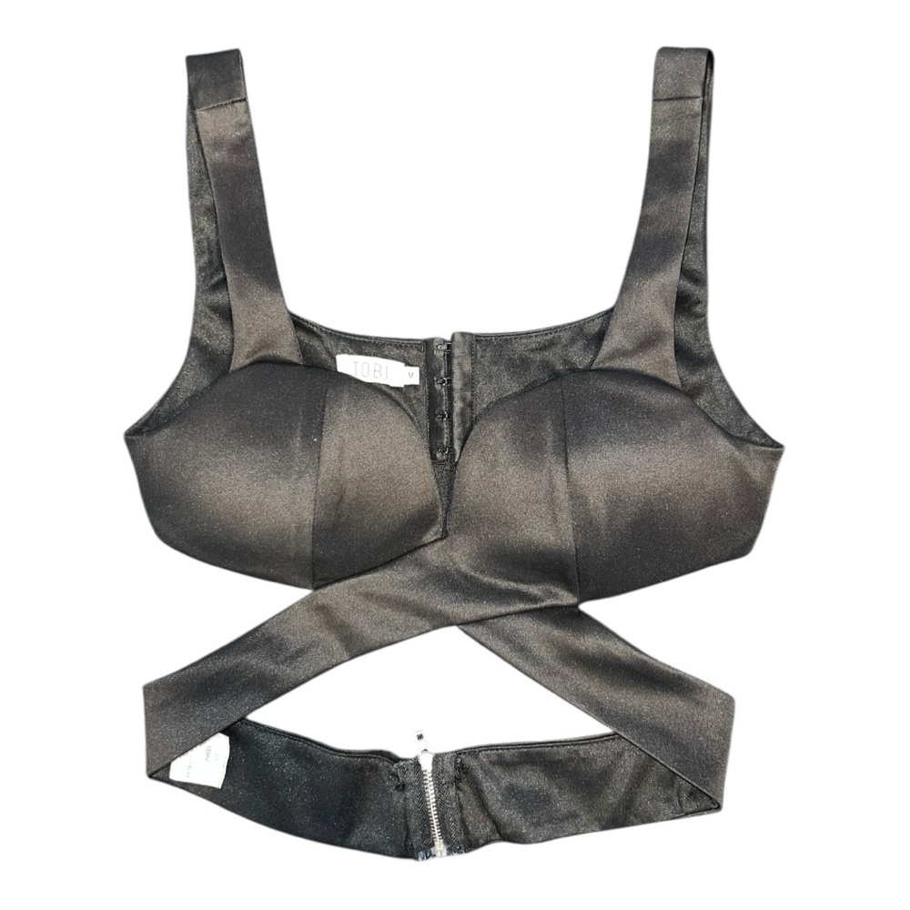 Tobi Black Cross-Strap Bralette